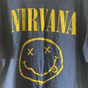 Mens Nirvana smiley face logo graphic T-shirt